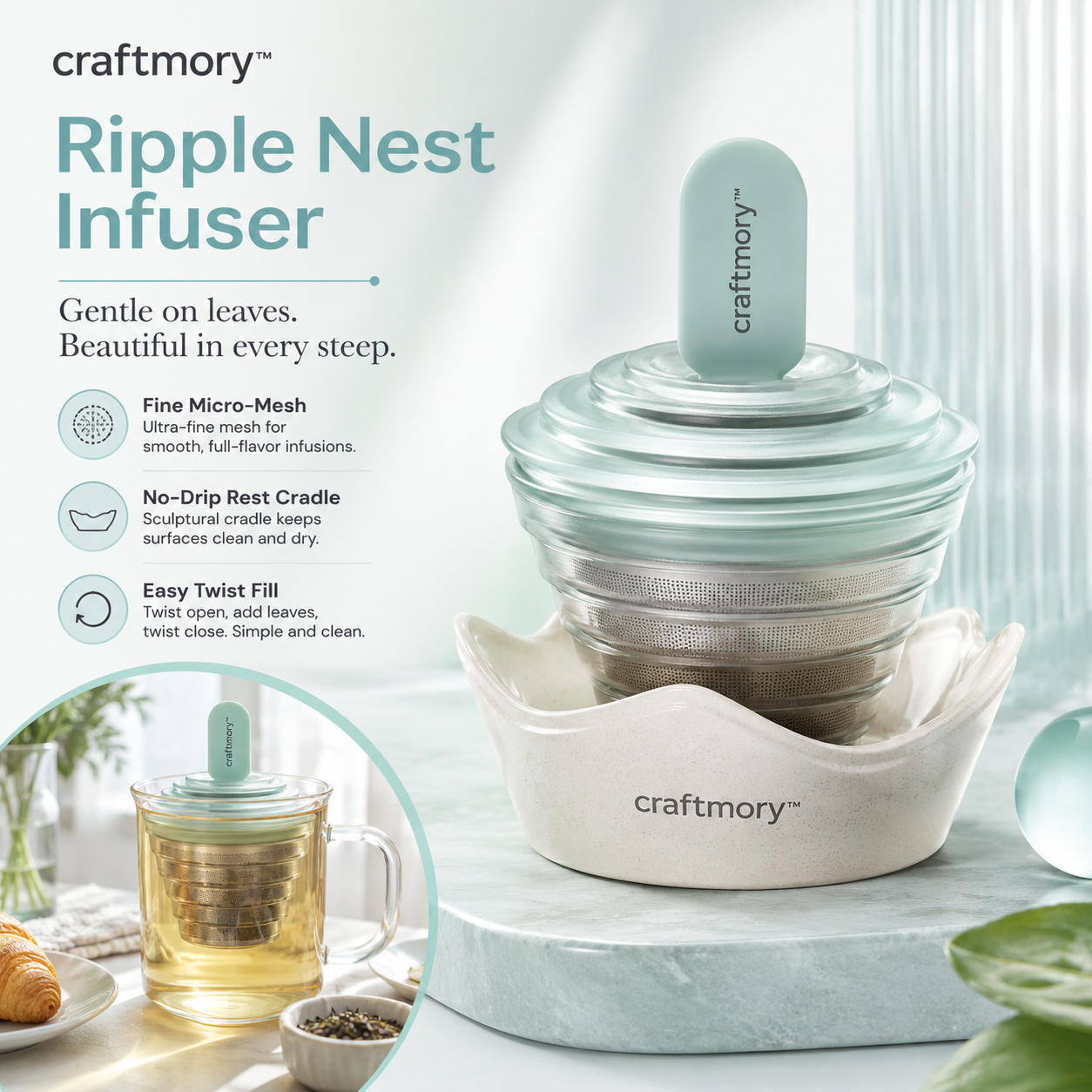 🌊 Craftmory™ Ripple Nest Tea Infuser