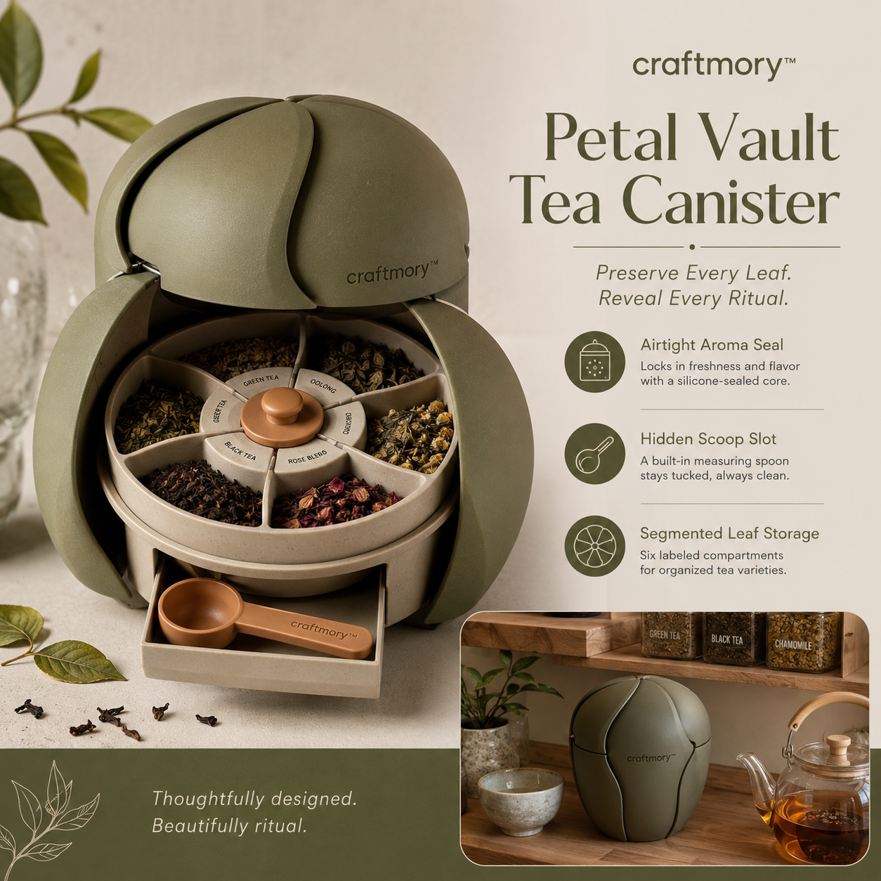 🌸 Craftmory™ Petal Vault Tea Carousel