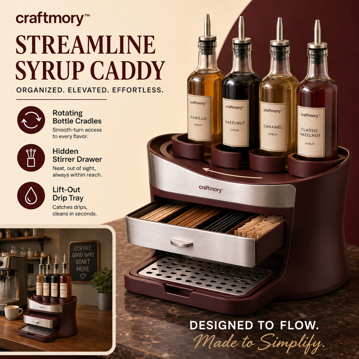🧴 Craftmory™ Streamline Syrup Caddy